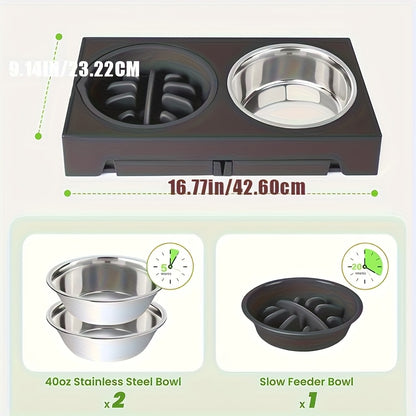 Adjustable Stainless-Steel Elevated Pet Feeder