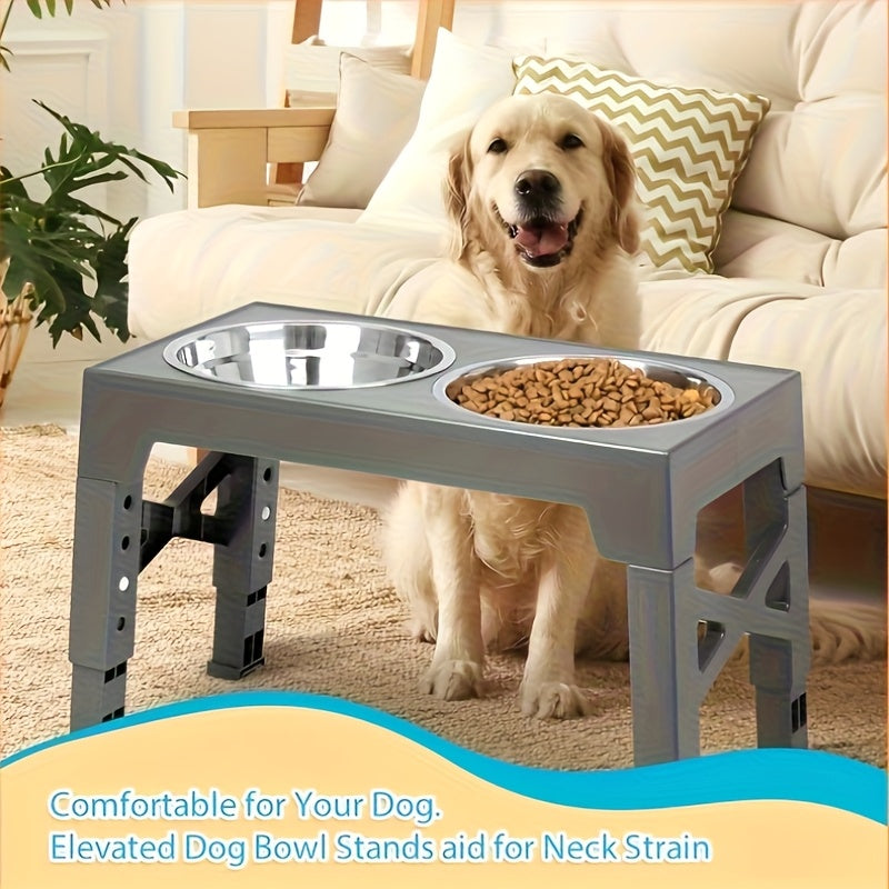 Adjustable Stainless-Steel Elevated Pet Feeder