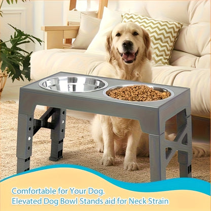 Adjustable Stainless-Steel Elevated Pet Feeder