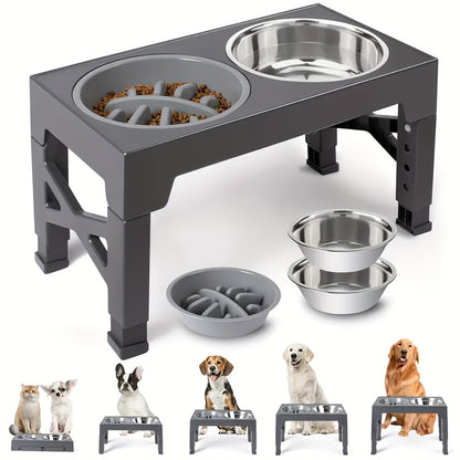 Adjustable Stainless-Steel Elevated Pet Feeder