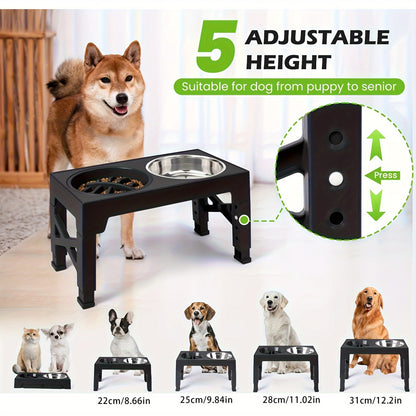 Adjustable Stainless-Steel Elevated Pet Feeder