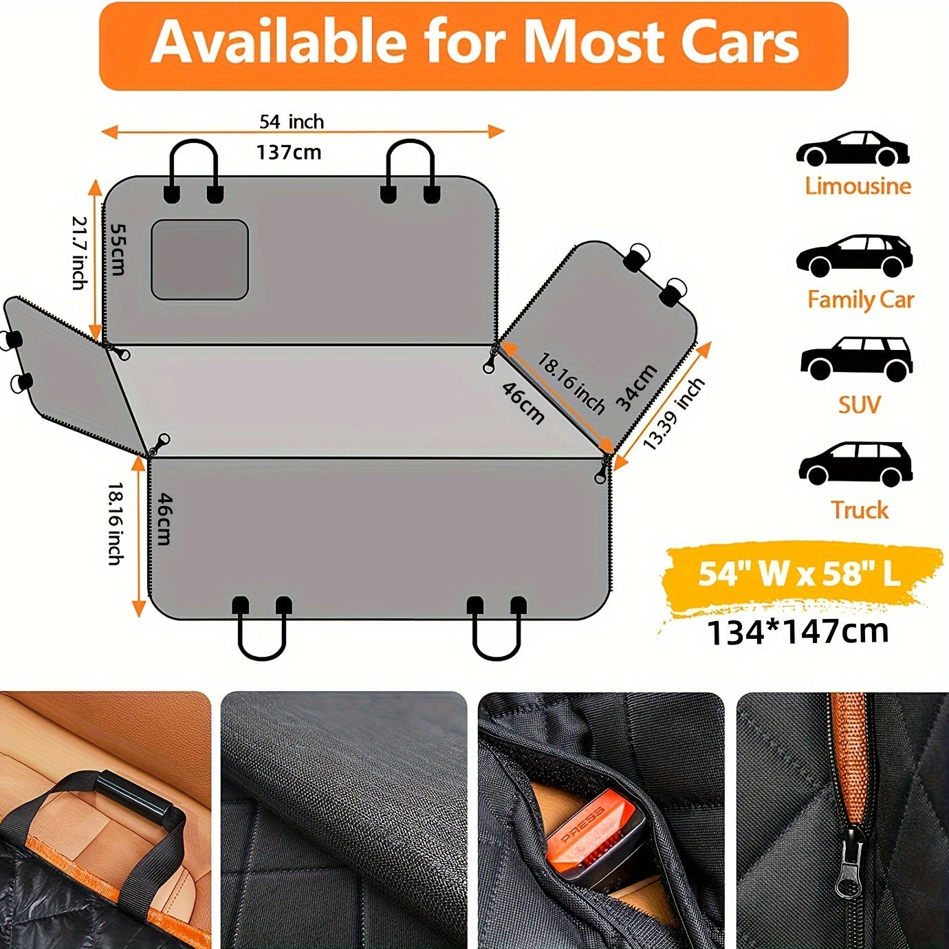 Heavy-Duty Waterproof Car Seat Hammock